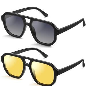 livho Trendy Polarized Square Aviator Sunglasses Unisex Eyewear Frame Retro S15